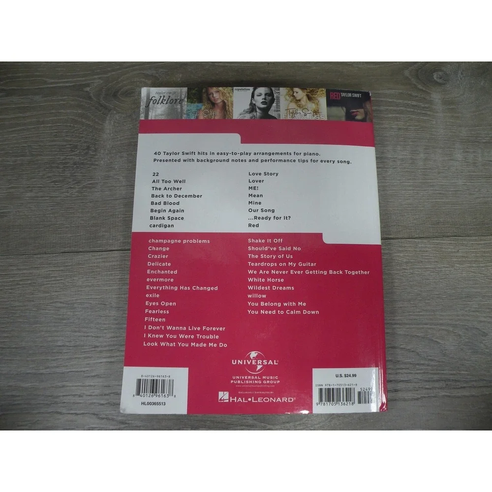 Really Easy Piano: 40 Taylor Swift Songs Sheet Music Book Hal Leonard Beginner